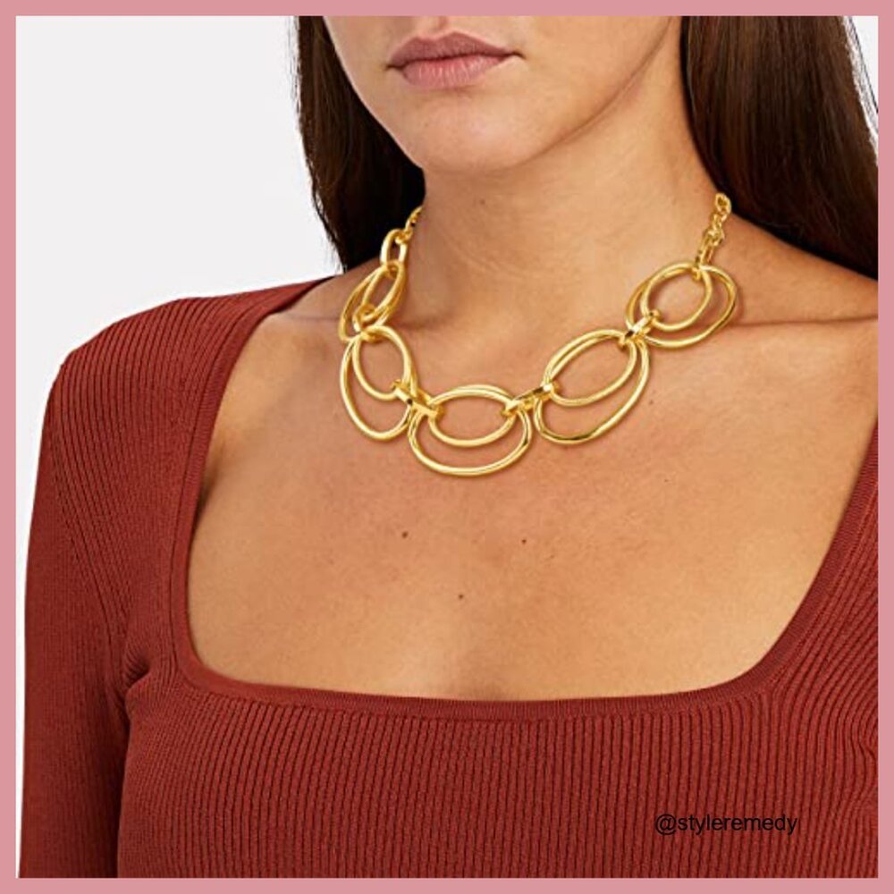 Gold Plated Loop Chain Link Statement Choker Neck… - image 2